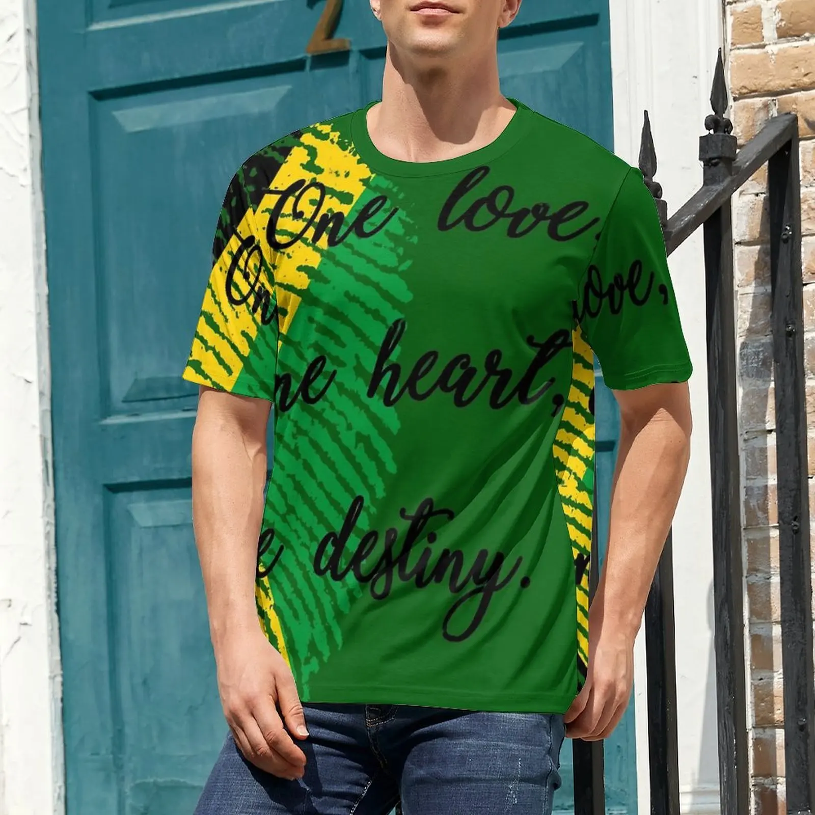 Plus Size T Shirt Summer Jamaica Flag T-Shirts One Love Funny O Neck Tshirt Male Novelty Custom Tees
