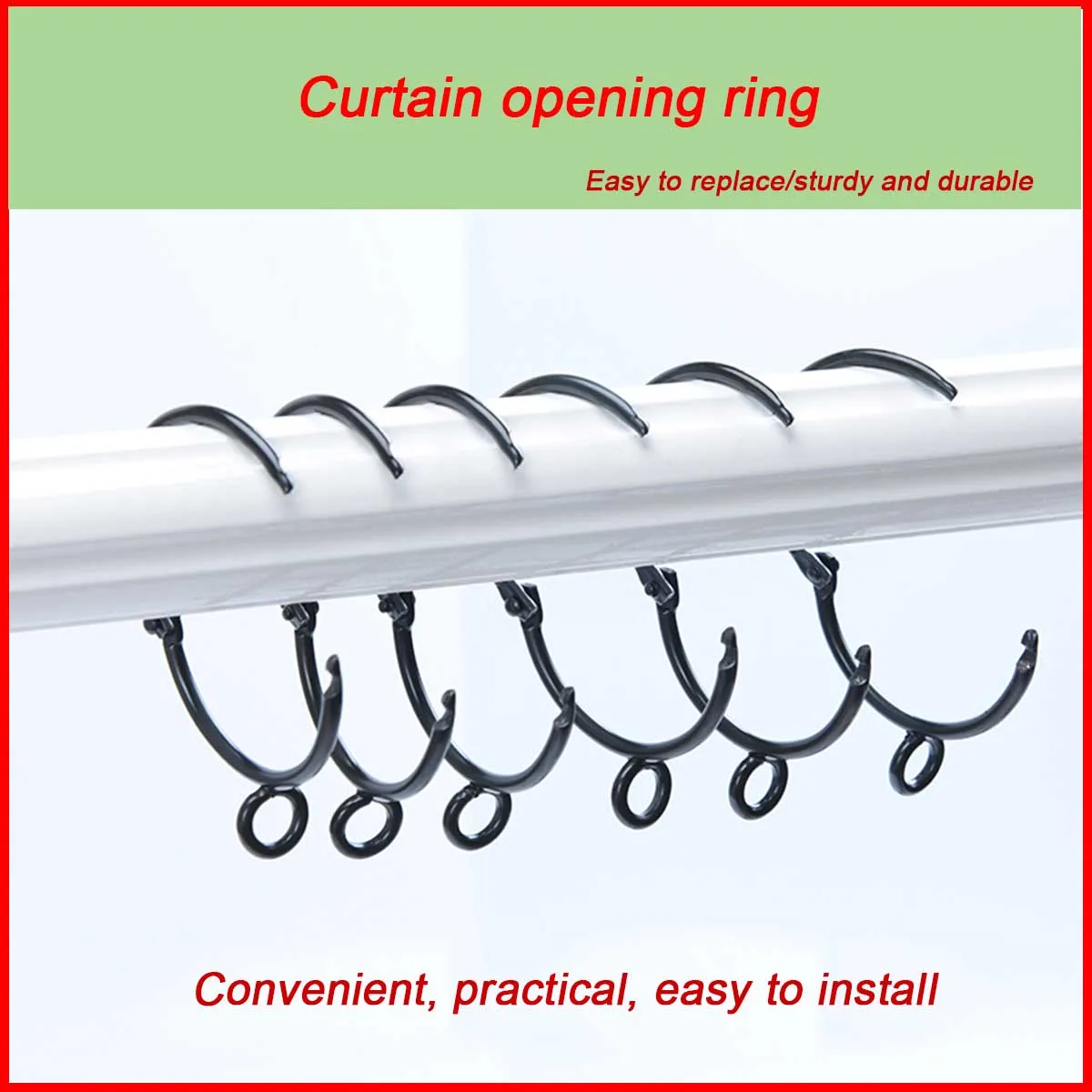 

Black Curtain Opening Hanging Ring/Living Ring Metal Hook Buckle Ring Curtain Accessories