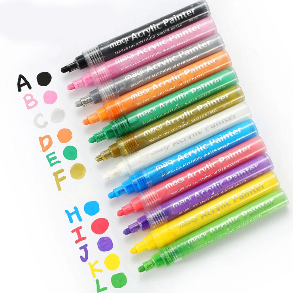 

Acrylic Paint Marker Pens Water Based Non-Toxic Durable For Diy Art Projects Glass Wood Rock Paper Canvas Ceramics Plastic