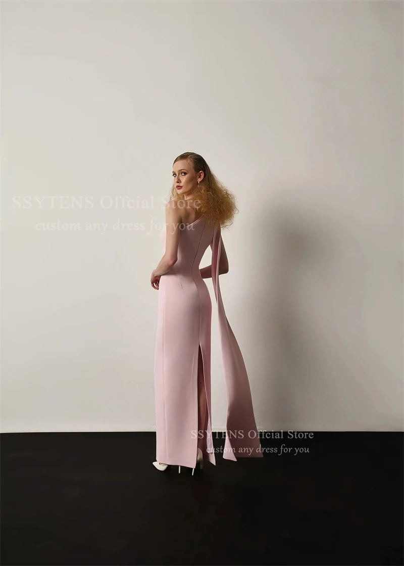 SSYTENS Abiti da sera semplici Abito da sera a sirena drappeggiato con una spalla per donna 2026 Abito da cerimonia nuziale elegante senza maniche