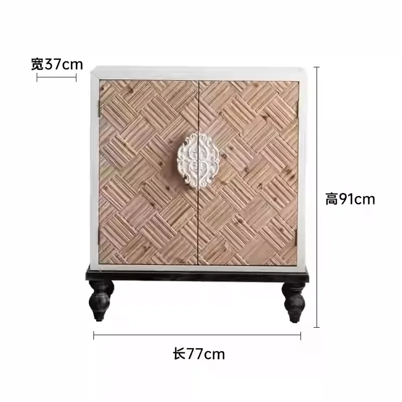 American retro home decoration solid wood carving flower entrance cabinet shoe cabinet living room side cabinet custom multi-lay