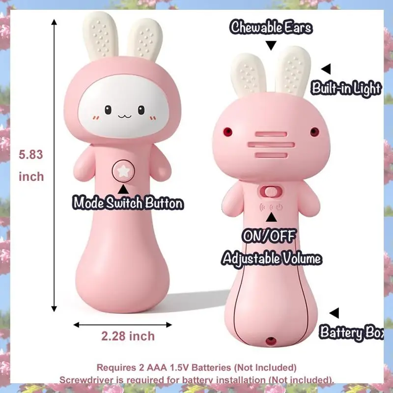 L81A 2025-Bunny Giocattolo con sonaglio per bambini con suono leggero Giocattolo interattivo per dentizione e sensoriale Ideale per cestino pasquale per bambino