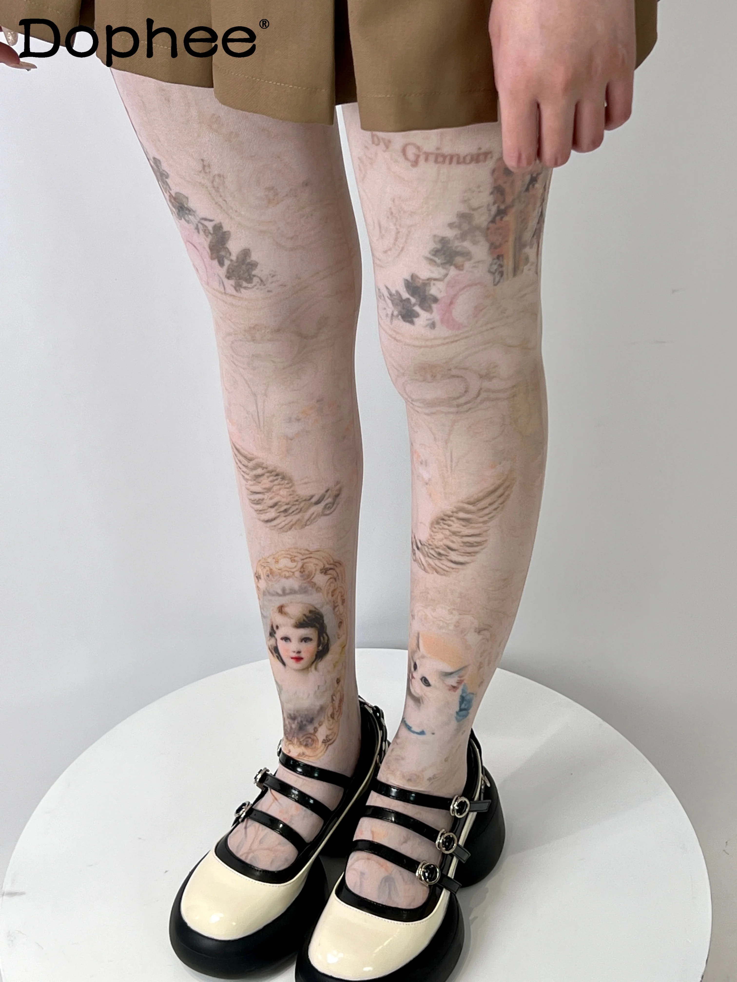 

Japanese Original Lolita Cartoon Cat Print Tights Hot Girl Sweet Cool Girl Leggings