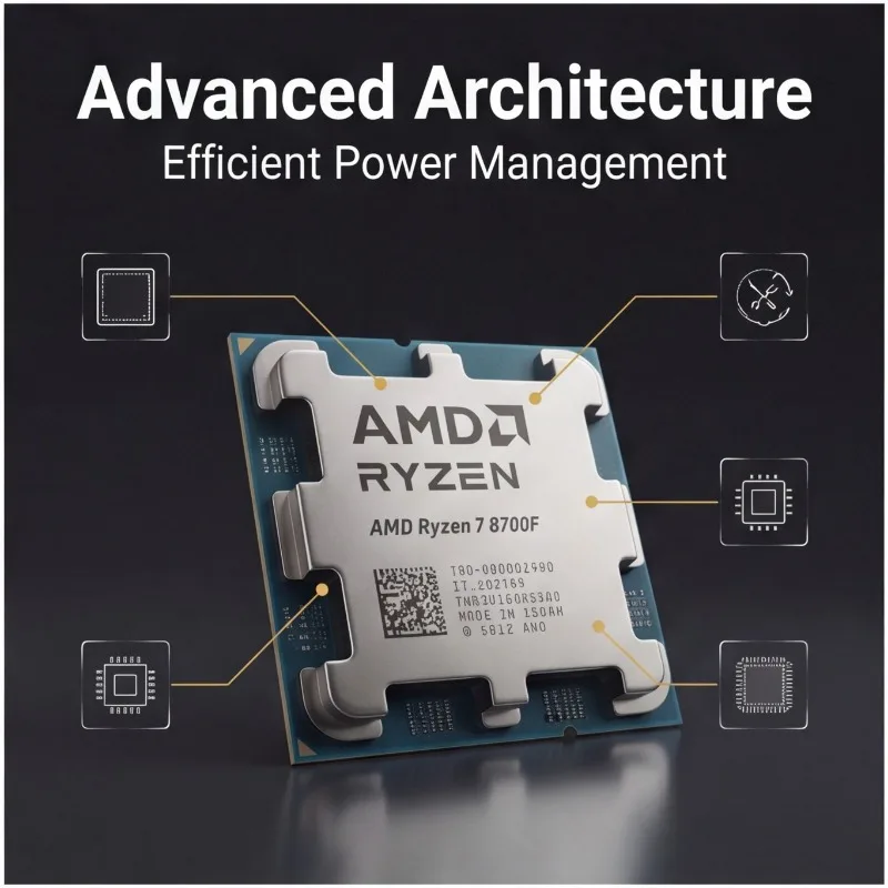 Ryzen 7 8700F Processor 4NM Manufacturing Process Socket AM5 DDR5 Gaming CPU No Heatsink view 5