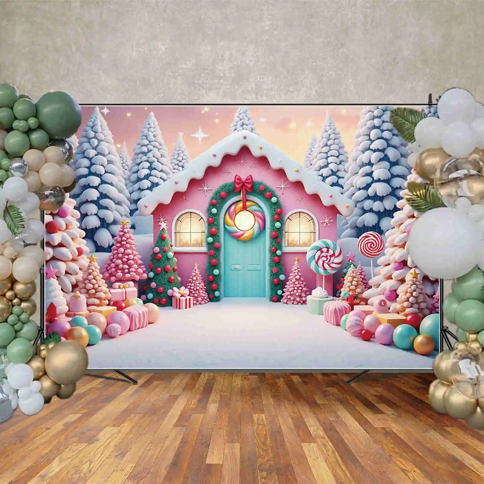 MOON.QG Christmas Scenery Background Photography Xmas Tree Window New Year Photozone Backdrop Baby Studio Photobooth Accessories