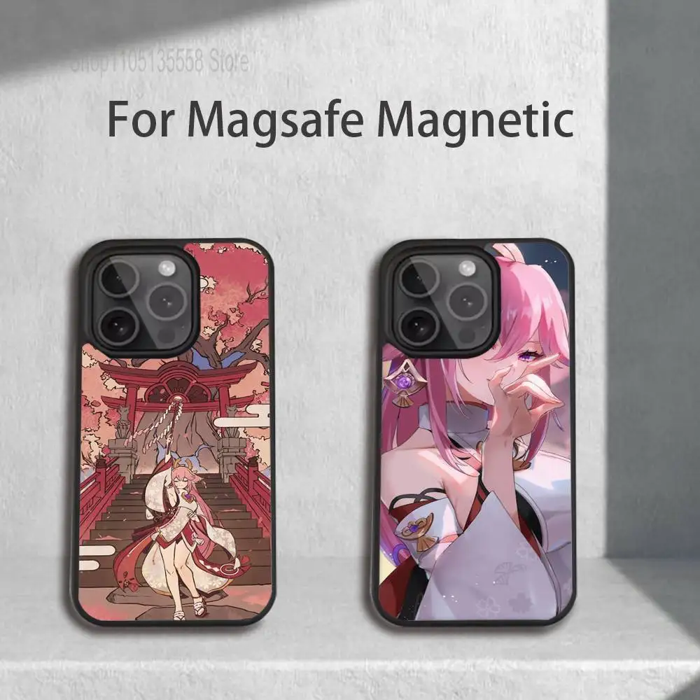 

Genshin Impact Yae Miko Phone Case For iPhone 17,16,15,14,13,12,11,Pro,Max,Plus,Mini,SE4,E Magnetic Magsafe Wireless Charging
