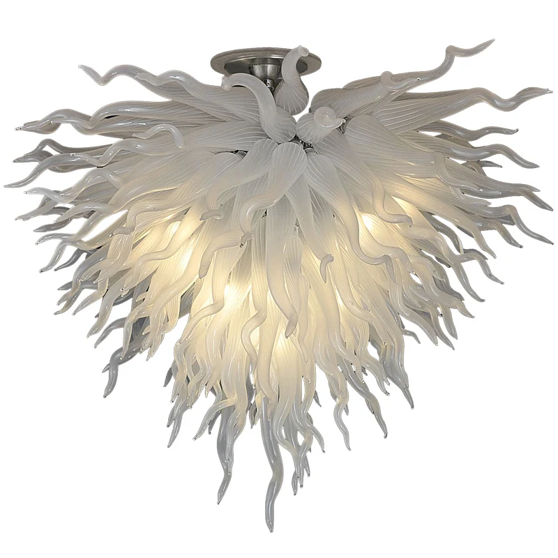 Popular LED Pendant Lamps Pretty White Hand Blown Glass Chandelier Lighting Nordic Ceiling Decor Lamp