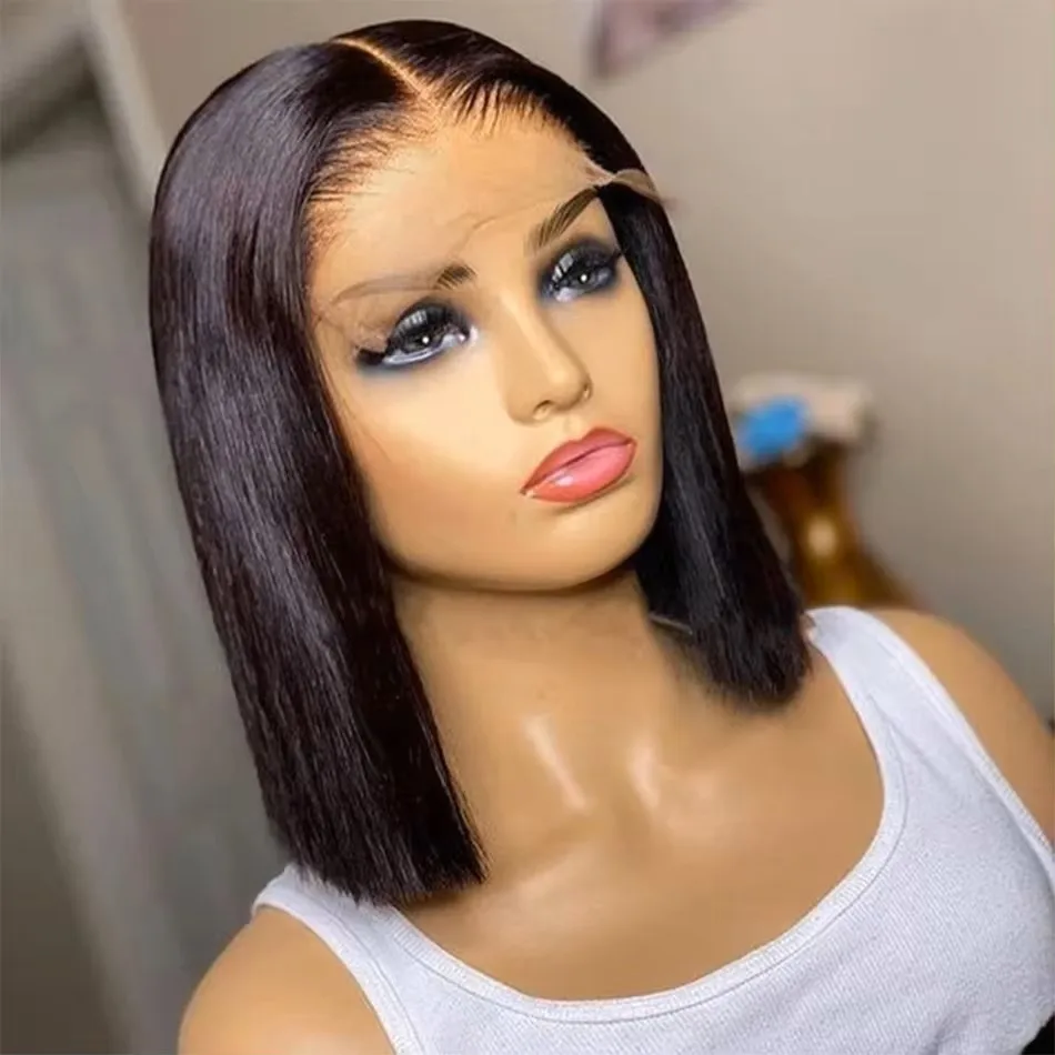 13X4 Lace Front Wig Pre Plucked Human Hair Wigs For Women Wigs Short Straight Bob Wigs Remy Brazilian Human Hair Wigs Sale 200%