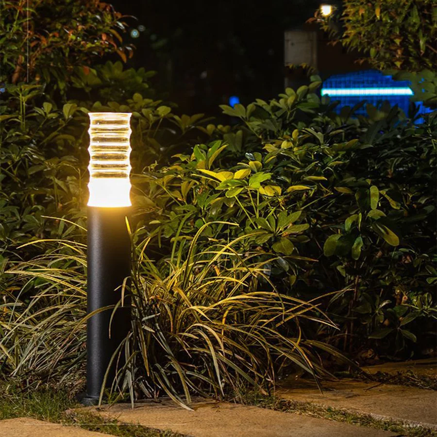 7W Acrylic Outdoor Garden Pole Bollard Light Landscape Villa Pathway Light Standing Pillar Light Aluminum Courtyard Lawn Lamps