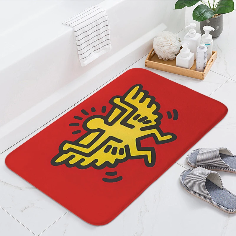 Waterproof Bathroom Mat Slip-resistant D-Haring D-Geometric D-Graffiti Balcony Bedroom Rug Kitchen Hallway Room Floor Carpet