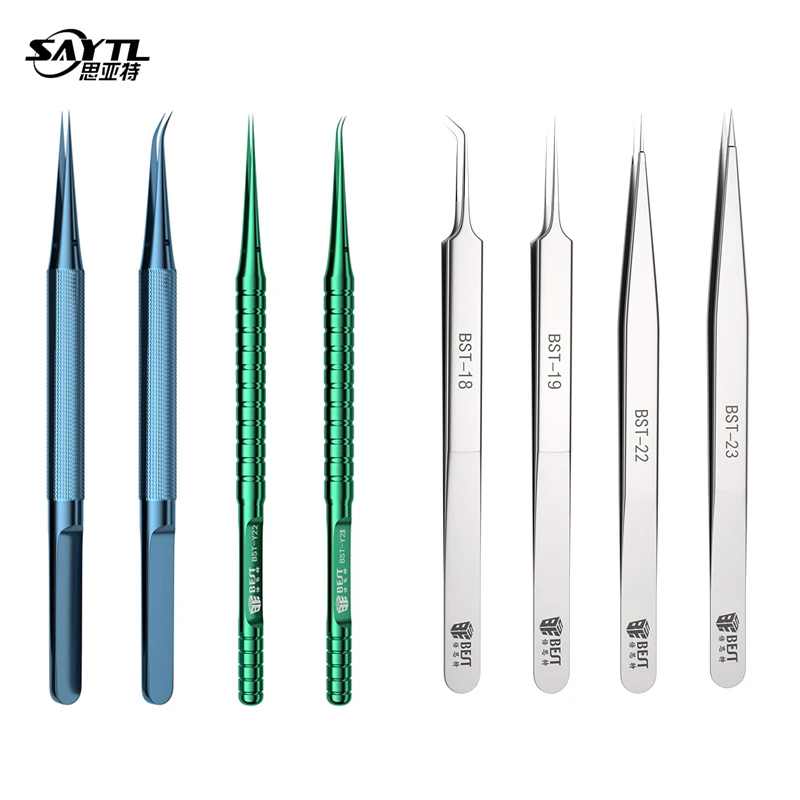 1Pcs Special sharp electronic tweezers non-magnetic stainless steel welding tweezer for Motherboard BGA Desoldering flying wire