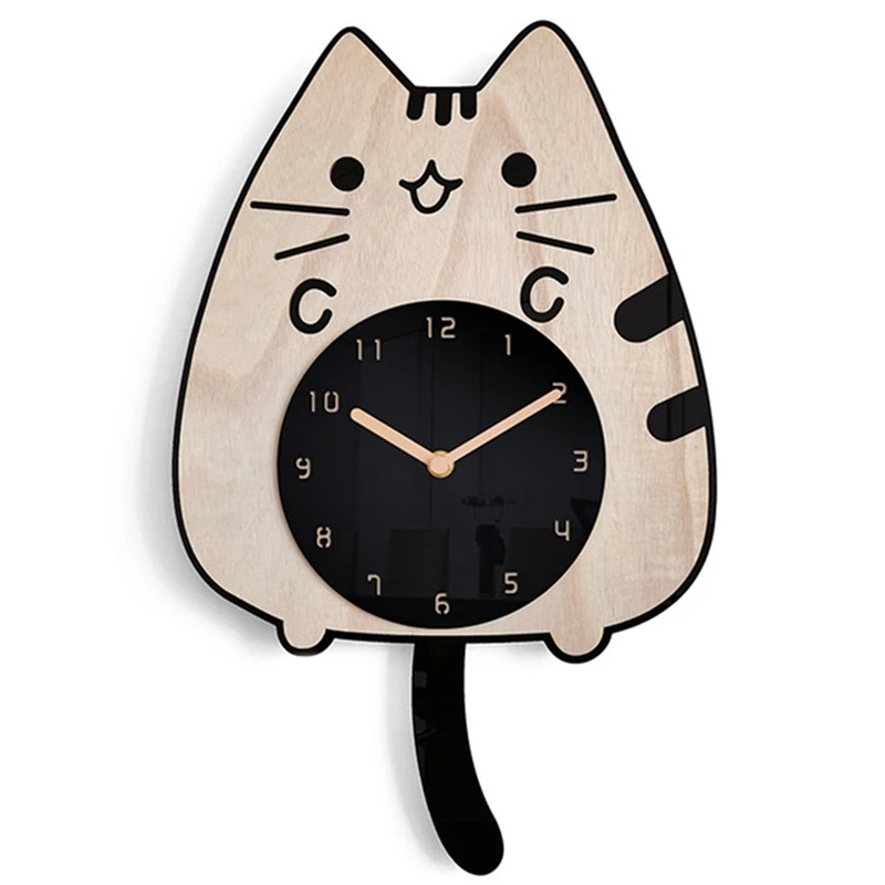 

3D Cartoon Cats Wall Clock Home Decoration Children Room Decor Wagging Tail Creative Quiet Quartz Digital Swinging Clock