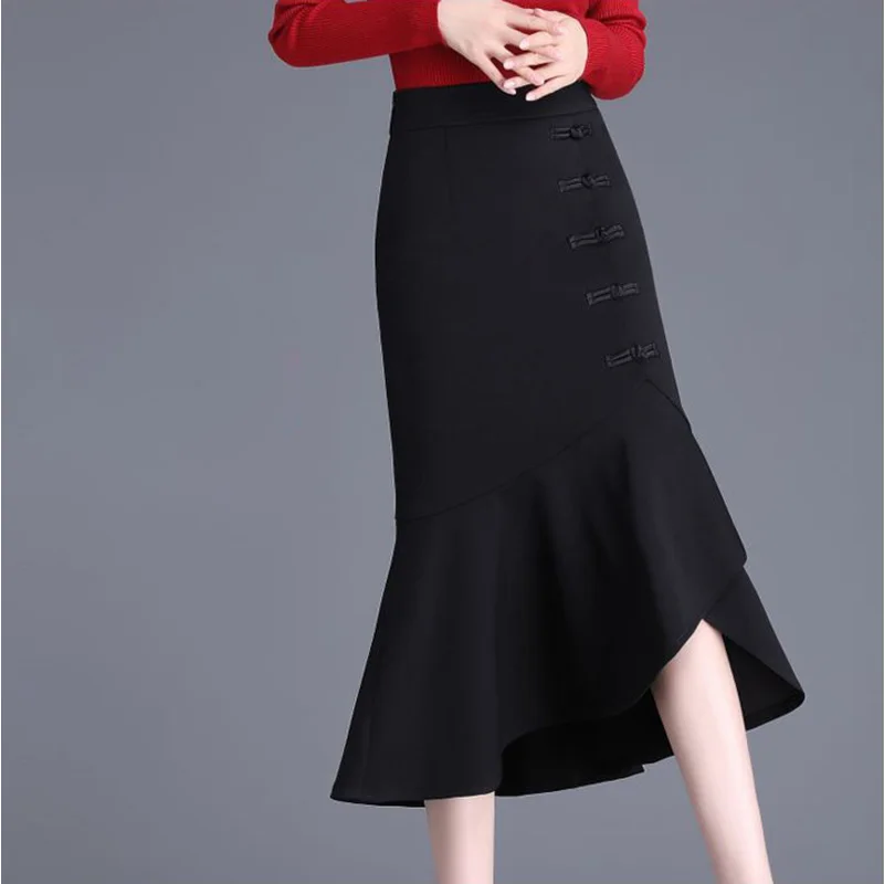 Elegant Solid Color Spliced Folds Bow Irregular Skirts Women\'s Clothing 2023 Autumn New Loose Office Lady Asymmetrical Skirt