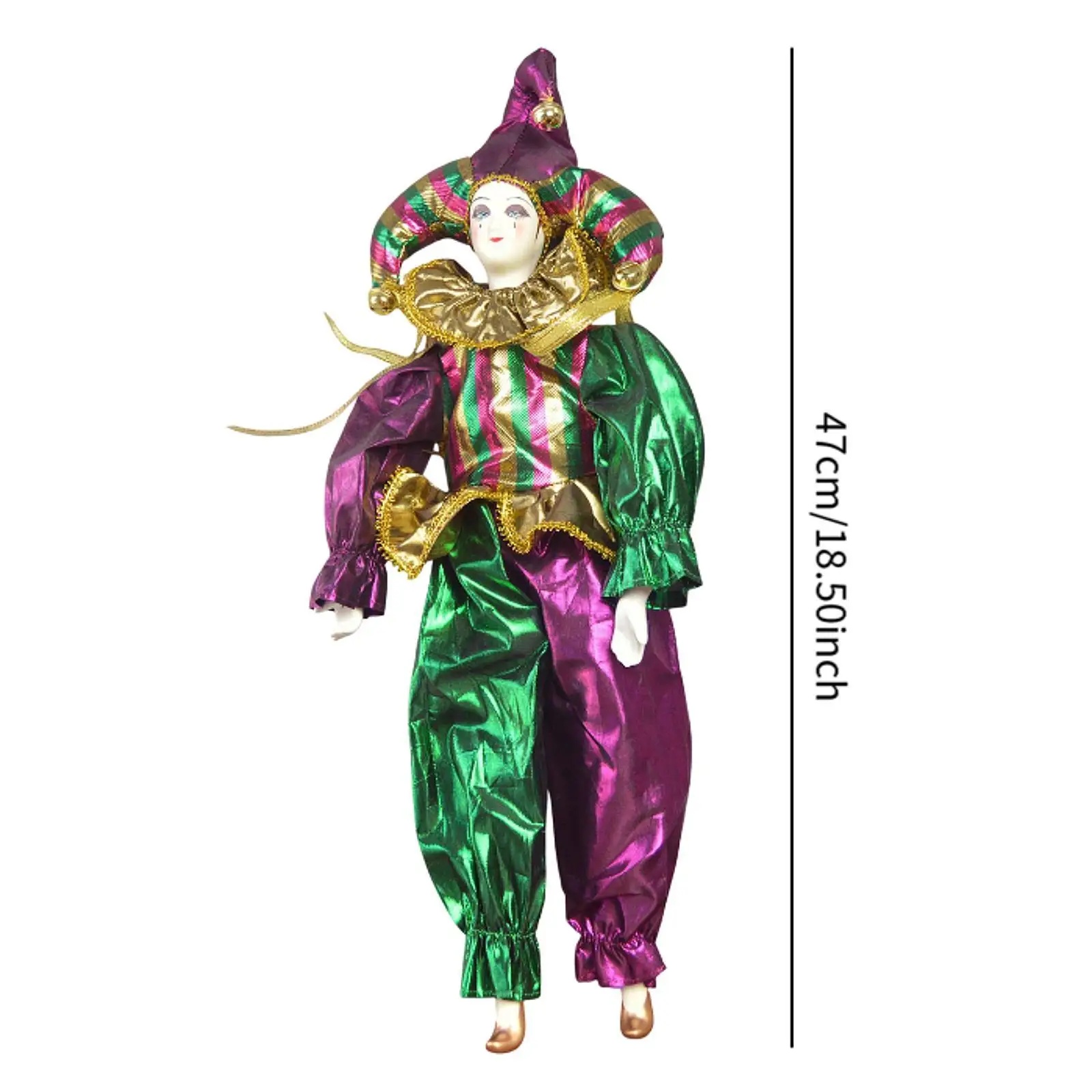 Boneca palhaço de porcelana resistente boneca arlequim para decoração de casa de mesa