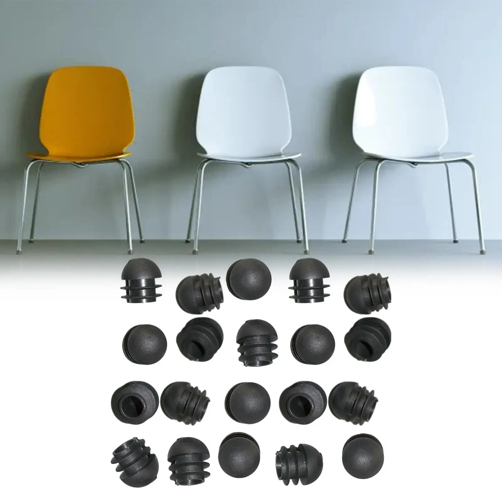 20Pcs Round Tube Inserts, Chair Leg Inserts for Metal Legs 19mm Chair Leg Protectors Furniture Protection for Ladders, Chairs