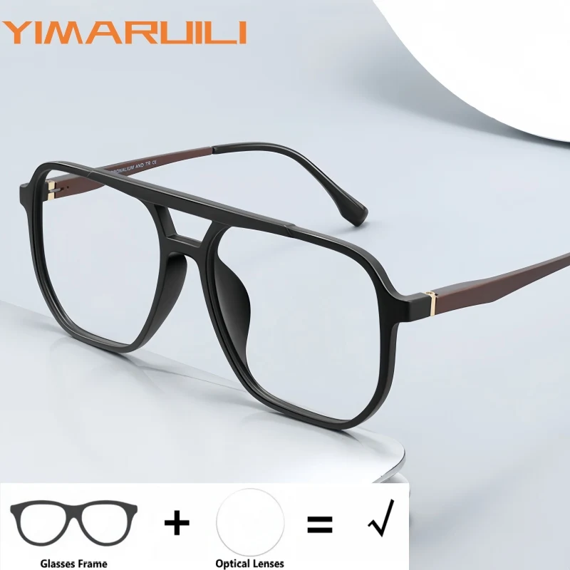 

YIMARUILI Men's Fashion Pilot Optical Prescription Glasses Myopia Hyperopia Progressive Multifocal Retro Formula Eyeglasses 95ST