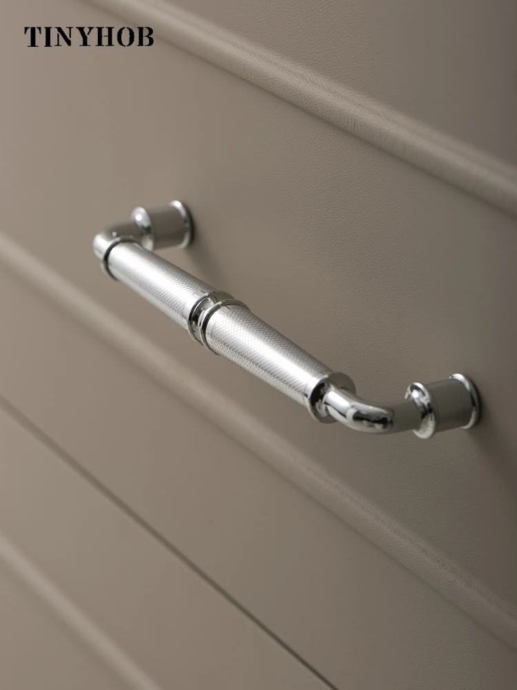 Tinyhob, твердая латунь, ромбовидная огранка, крест с накаткой, латунная мебель для шкафа, ярко-серебристая кухонная ручка/отверстие 160 мм