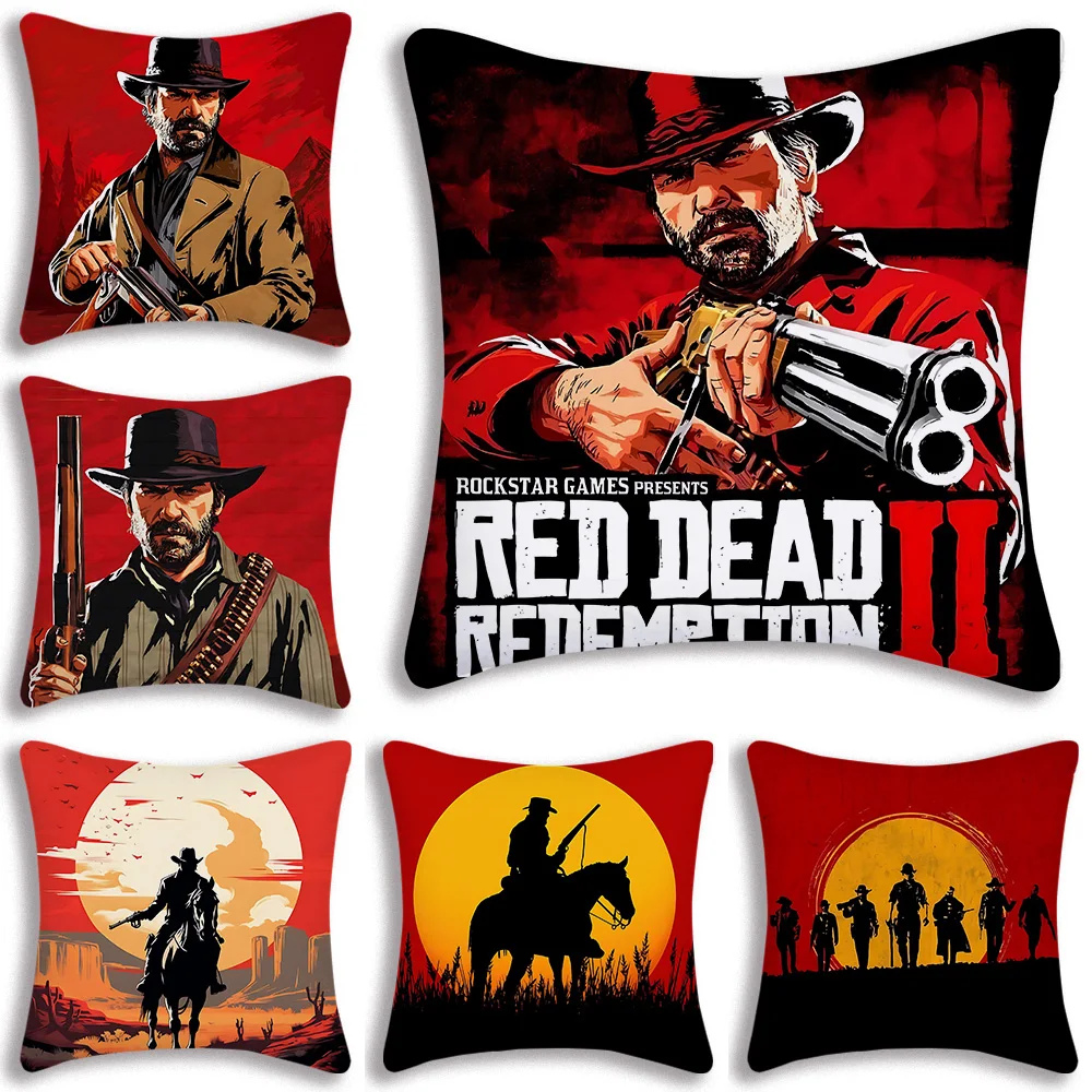 Hot Game Red Dead Redemption Pillow Covers Cartoon Sofa Decorative Home Double-sided Printing Short Plush Cute Cushion Cover