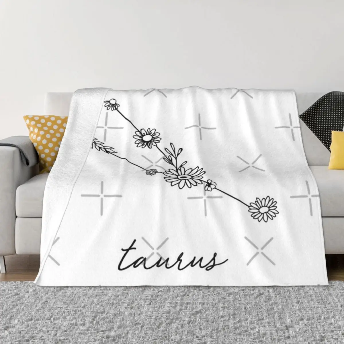 Taurus Zodiac Wildflower Constellation Anime Knee Blanket Throw Blanket Custom Blanket Personalized Throw Blanket