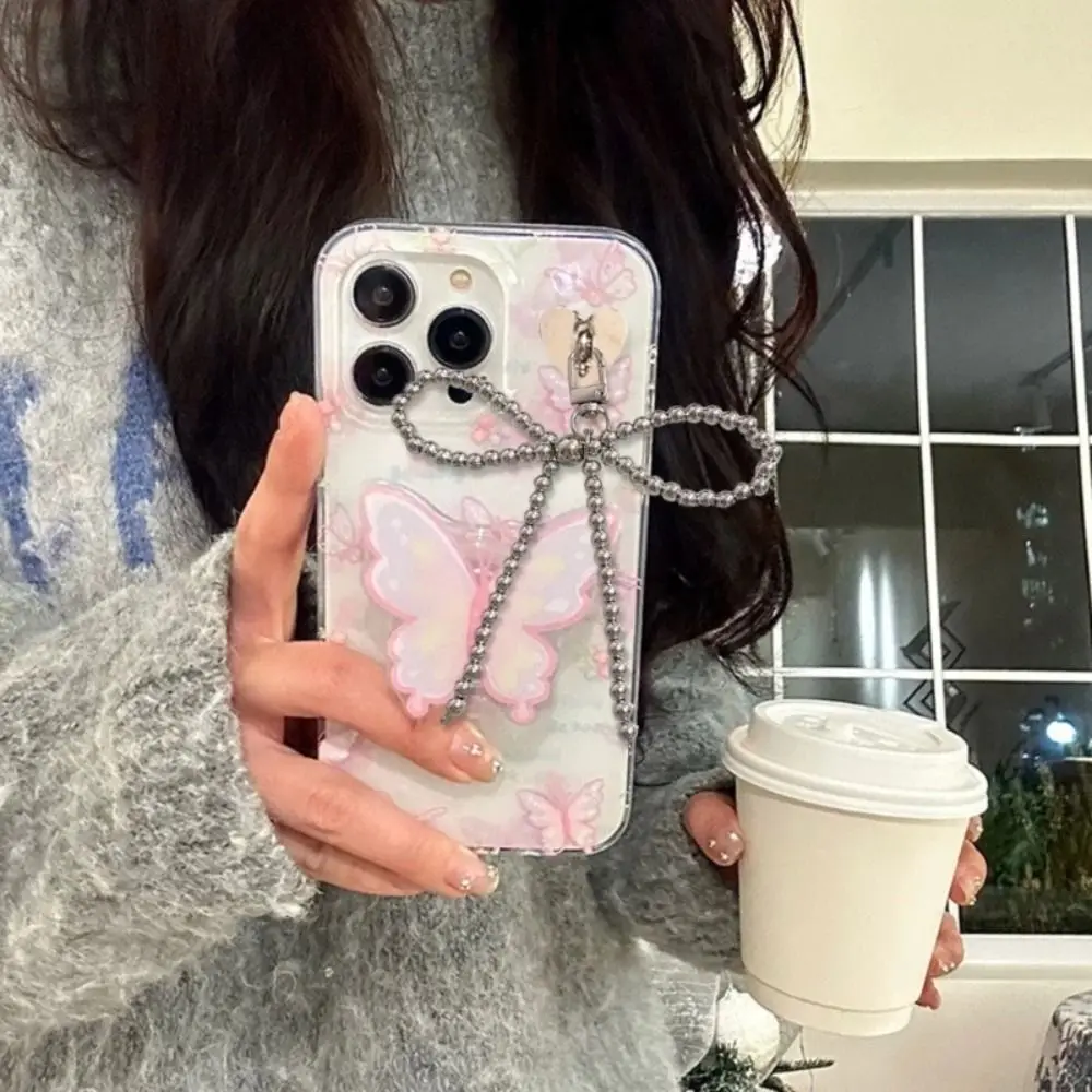 แฟชั่น 3D Pearl Bow จี้หัวใจรักแขวนเครื่องประดับกระเป๋าจี้ Pearl Bowknot พวงกุญแจตกแต่งกระเป๋า