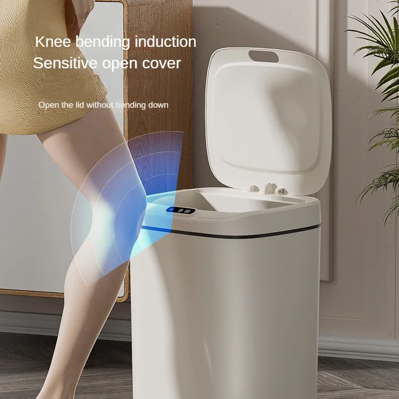 14L/16L Smart Trash Can Automatic Bagging Electronic Trash Can Touchless Bathroom Trash Bin Motion Sensor Household Garbage Bin