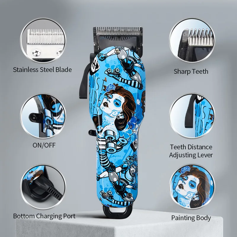 Resuxi LM-01 Electric Cordless Printed Hair Clipper for Men Barber Hair Cutting Machine Professional