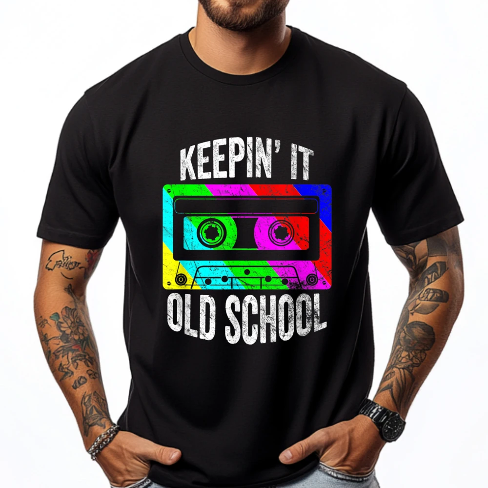 

Retro 80s 90s Old School Cassette Mixtape Costume Graphic Tee Shirt Custom T Shirt Streetwear T Shirt Men Group
