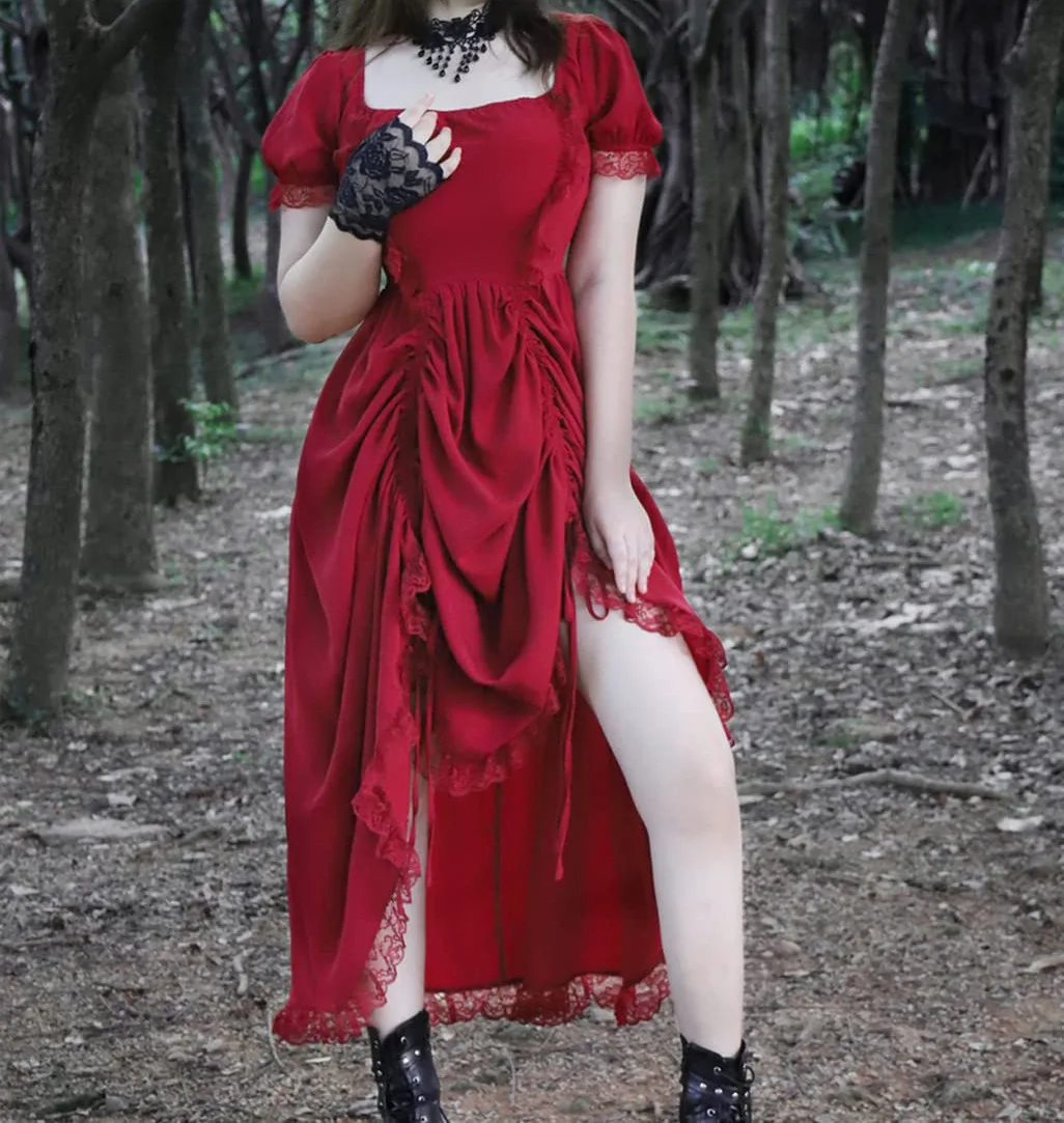 Medieval Retro Punk Gothic Court Princess Dress Royal Lady Ball Dress Elegant Vampire Devil Christmas Victorian Costume Vestidos