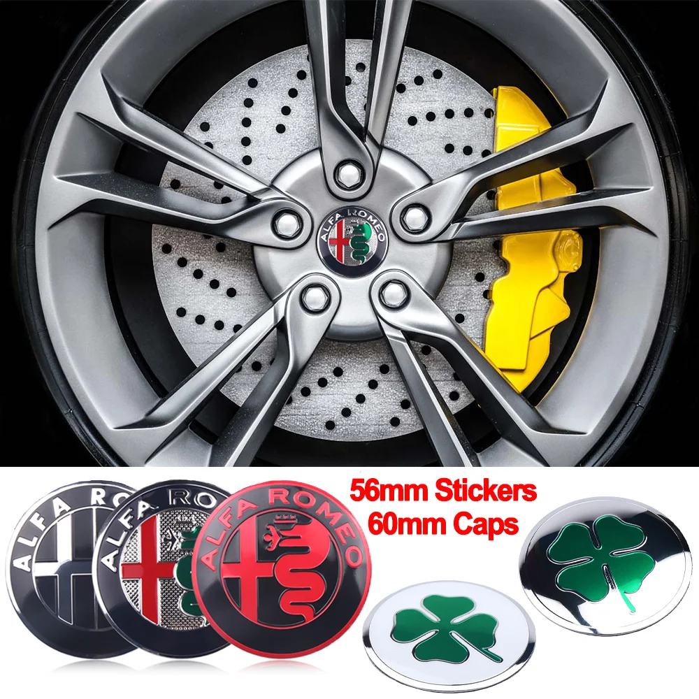 Pegatinas de buje automático para Alfa Romeo Sportiva Mito 147, 4 piezas, 60mm/56mm, emblema, decoración, accesorios