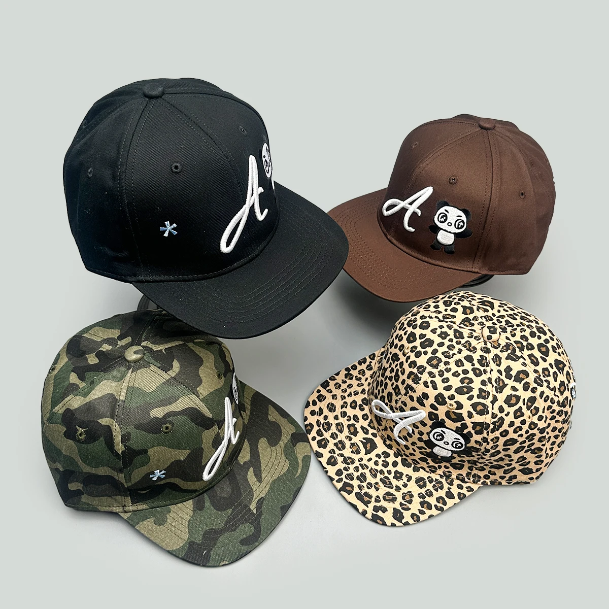 Korean Cartoon Panda Embroidered A Letter Baseball Hats New Men Women Sunshade Hardtop Versatile Personal Fashion Peaked Caps