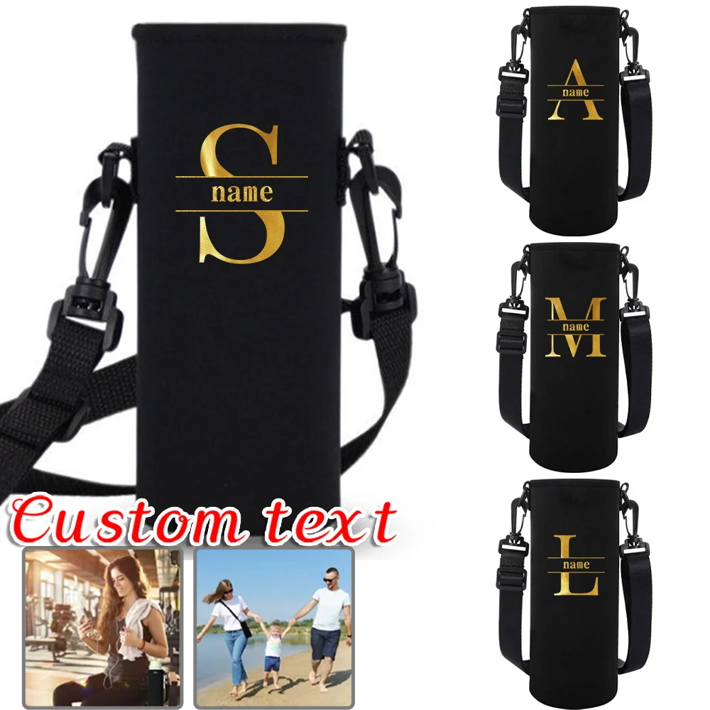 Personalized Customized Name Glass Bottle Thermal Cover Water Cup Adjustable Shoulder Straps Insulation Sleeve 550-1500ML