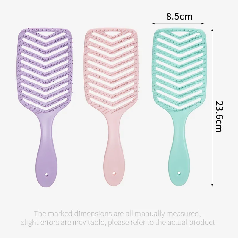 

1 шт., щетка для распутывания волос, V-образная полая нейлоновая щетина, расческа с широкими зубцами, портативная мягкая антистатическая инструменты для укладки вьющихся волос