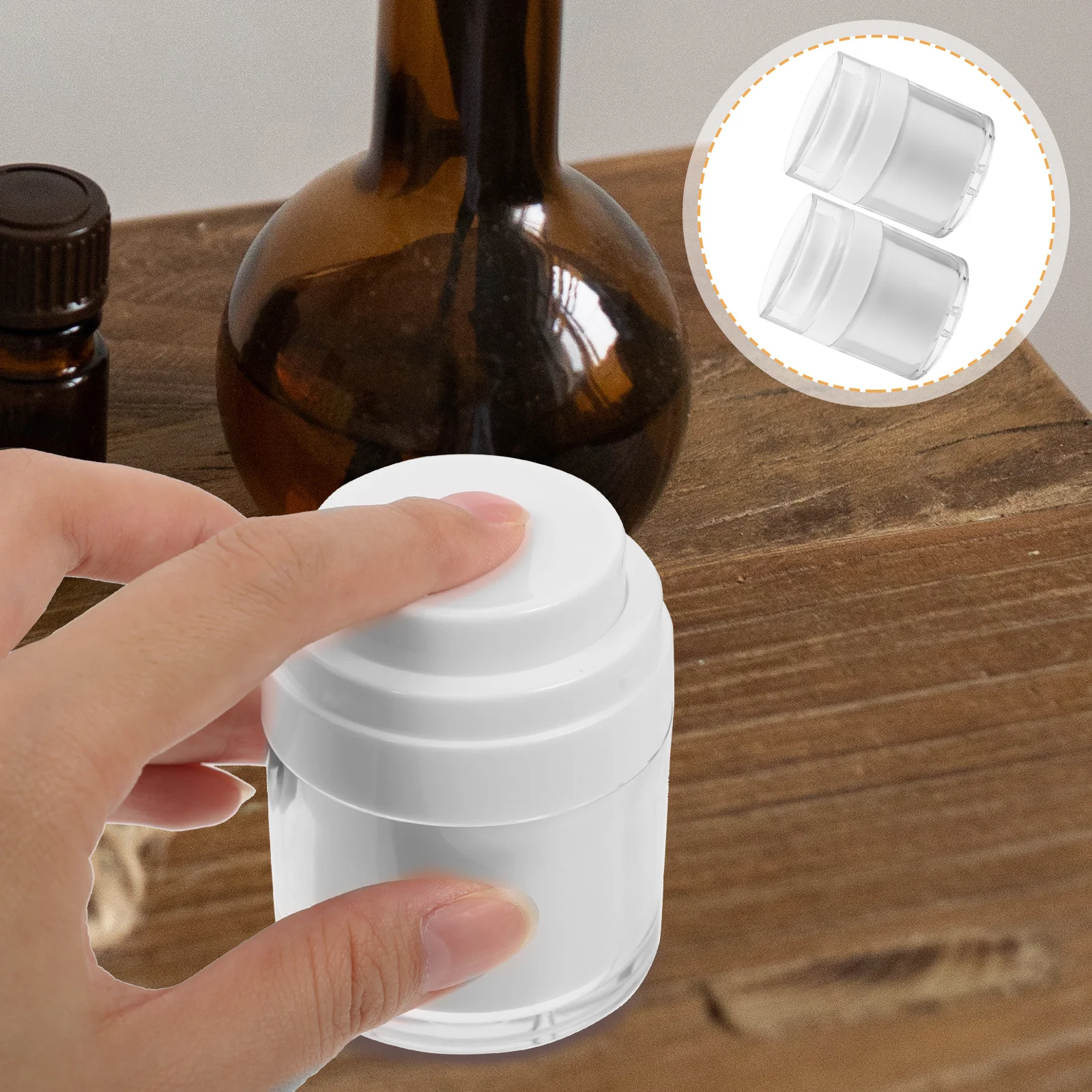 

2 Pcs Pump Bottles for Lotion Empty Airless with Refillable Jar Dispenser Cream