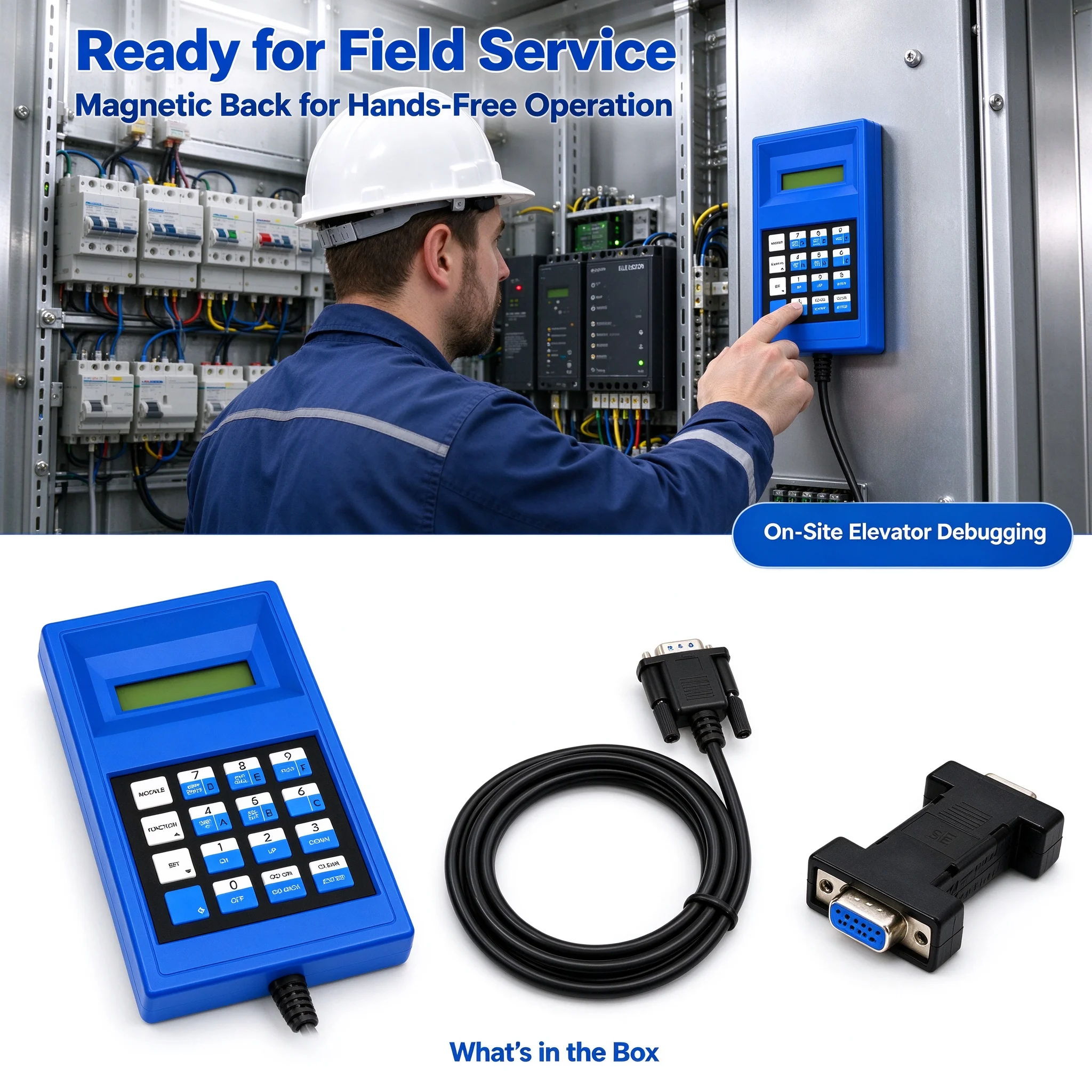 Elevator Service Debug Tool For Xizi OTIS, Fault Readout Parameter Setting Elevator Lift Test Tool with Magnetic Back 9Pin Cable
