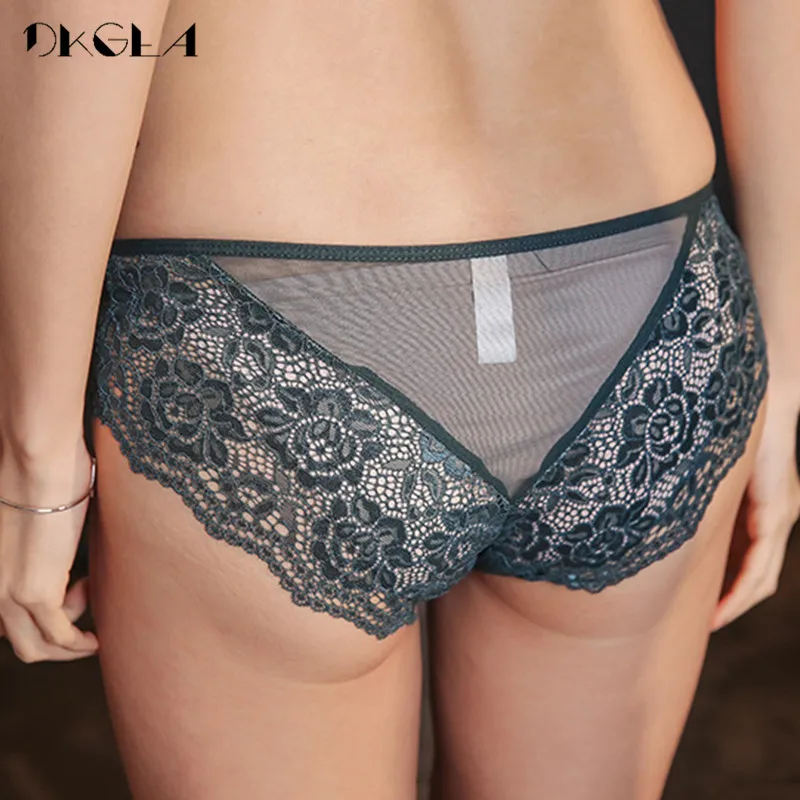Fashion New Green Panties Women Underwear Lace Plus Size XL L Soft Briefs Transparent Low-Rise Sexy Panty Embroidery Lingerie
