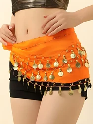 1Pc  Belly Dance Hip Scarf+72Decorative Coins-ShimmeringThree-Strand Belt & Vibrant Hip ScarfTraditionalDance Accessory