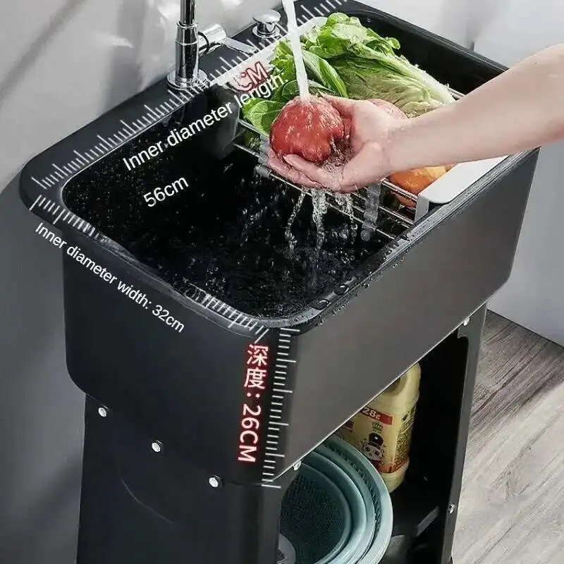 PP プラスチックキッチンシンク家庭用野菜シンクミニマリスト商業キッチンアクセサリー床置き大型シンクキッチン用