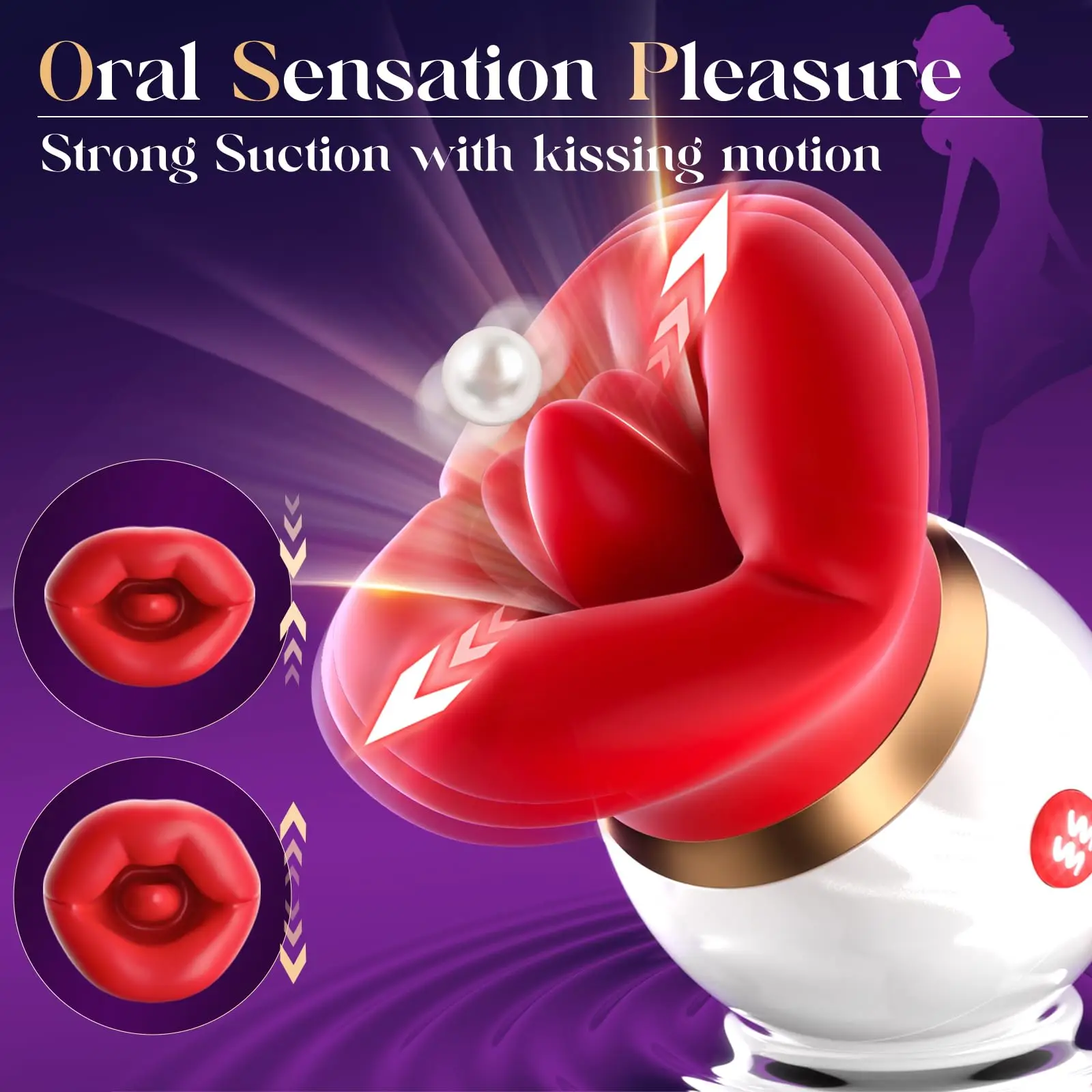 G Spot Vibrators for Women Mouth-Shaped Sucking Vibrator 10 Tongue Licking 3 Sucking Nipples Anal Clitoral Stimulator