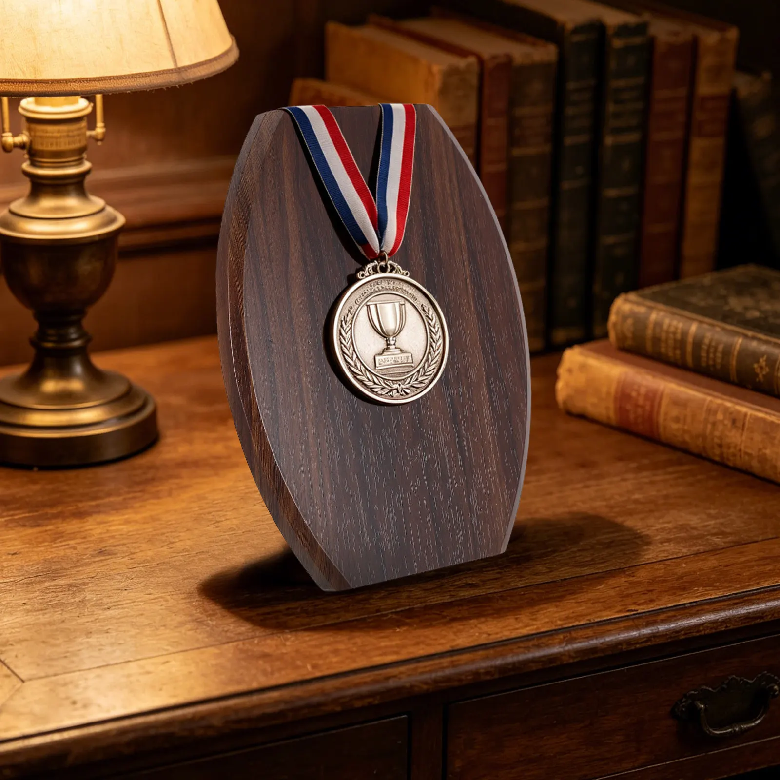 Wooden Medal Display Board Oval Base for Gymnastics Track Field Marathon Soccer Sports Award Plaque Stand Holder