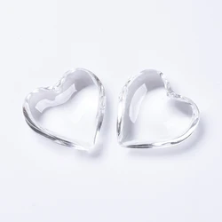 2pc Glass Pendants Heart Clear 42x43.5x15mm Hole: 2mm