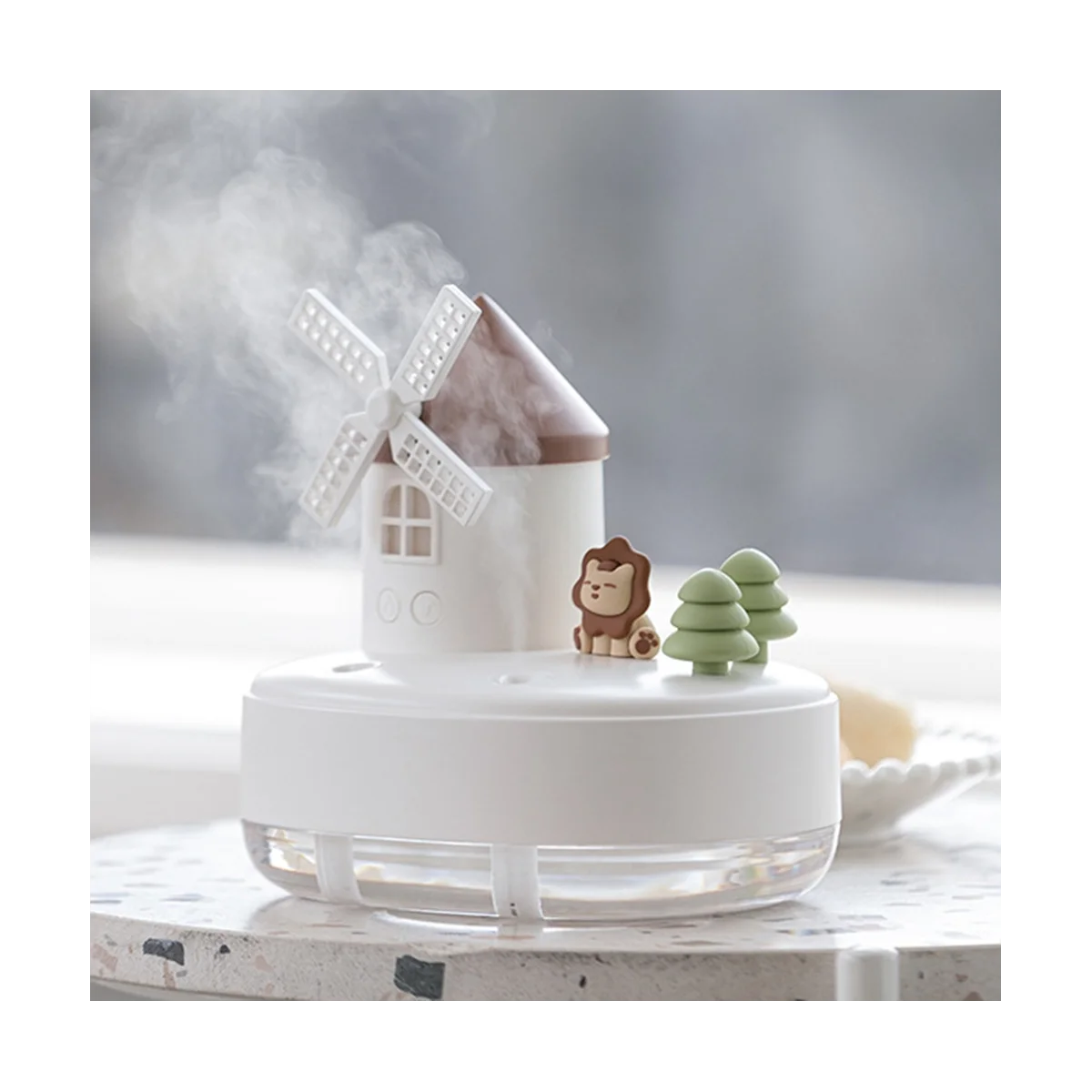 USB 더블 스프레이 깍지 무선 가습기 디퓨저, LED 조명 뮤직박스 핑크, 650ml