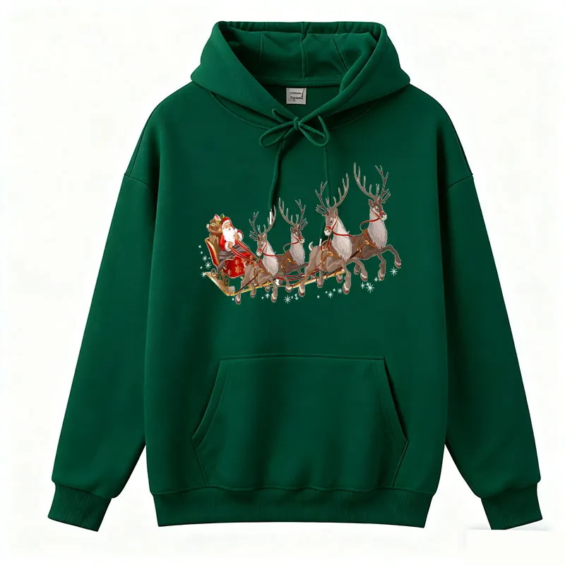 Christmas Reindeer Sweatshirt Reindeer Sweater Santa's Reindeer Sleigh Hoodies Christmas Family Matching Pajama Matching Top