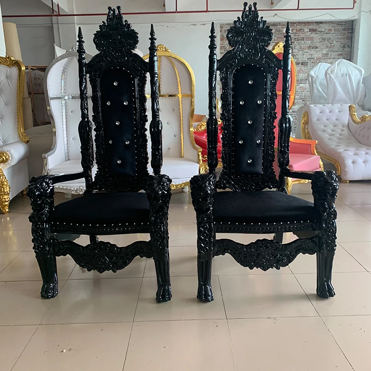 

Hot Selling Retro Style Hotel Wedding/Furniture Premium Throne Red/Black/White Royal Chair with Gold/Silver Frame