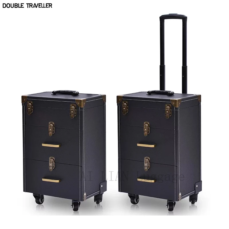 travel luggage Multi-layer Beauty make up bag box Suitcase capacity Cosmetic case Rolling Luggage Nail salon makeup trolley case