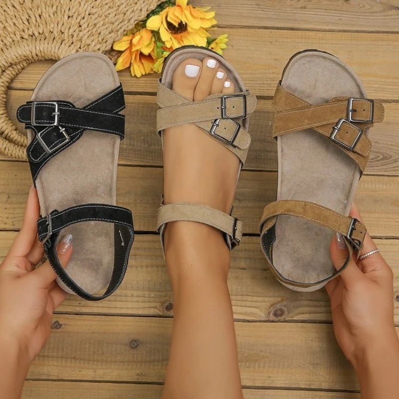 Sandalias de cuña con plataforma para mujer, zapatos de diseñador con punta abierta, calzado informal romano de playa, tendencia al aire libre, novedad de verano