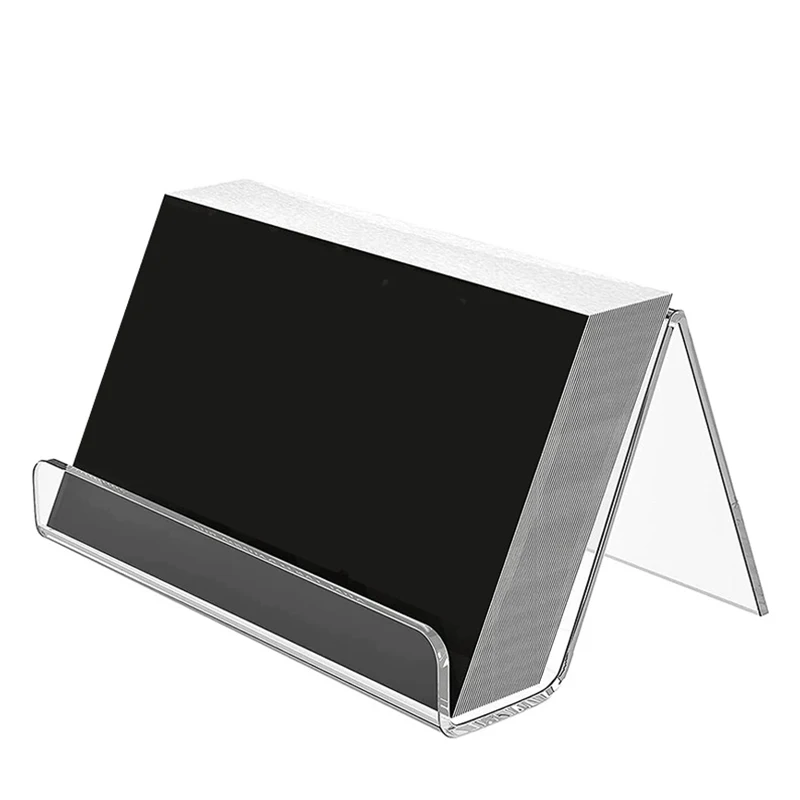 1pc Transparent Acrylic Desktop Business Card Holder Desk Shelf Box Storage Display Stand Restaurant Office Supplies