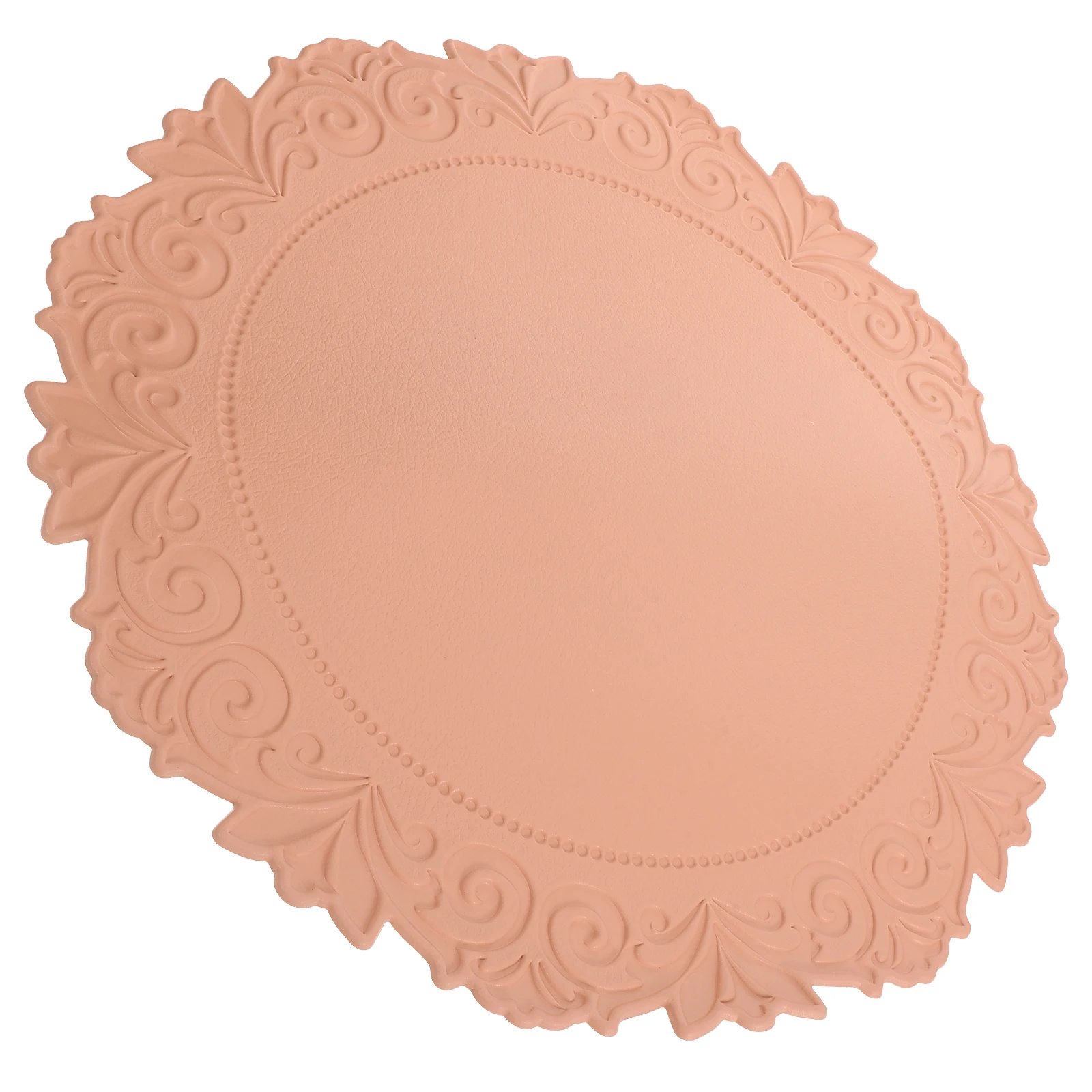 

Relief Pattern Coaster Set Retro Lace Decorative Placemat Silicone Round Heat Resistance Mat For Plates Pink Non Skid