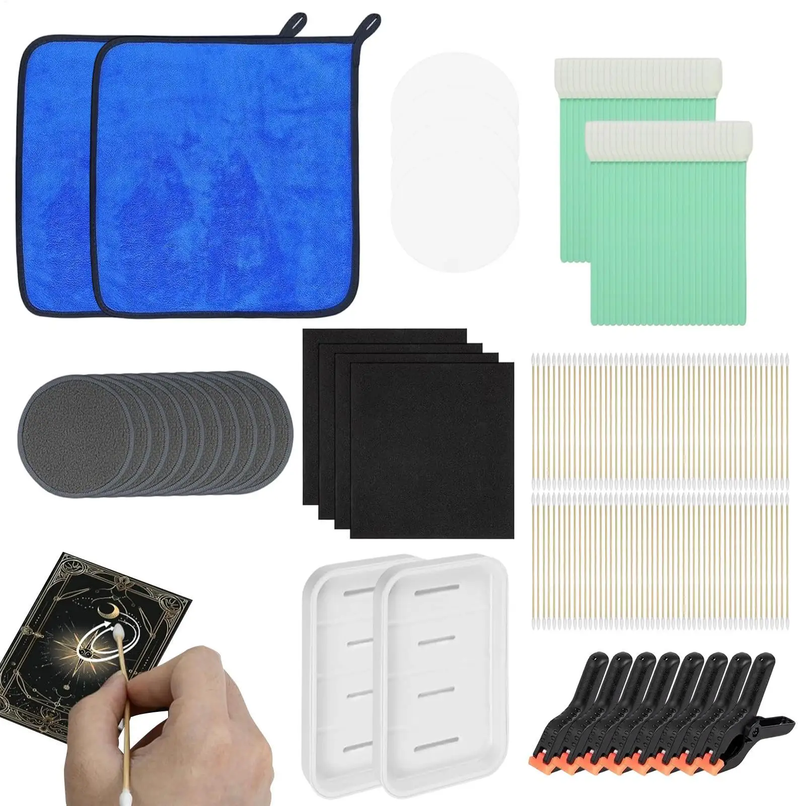 Trading Card Restoration Kit Flattening Tools with Clamps & Foam Crease Remover for Bent Cards, Collectors Players, MTG Pokemon