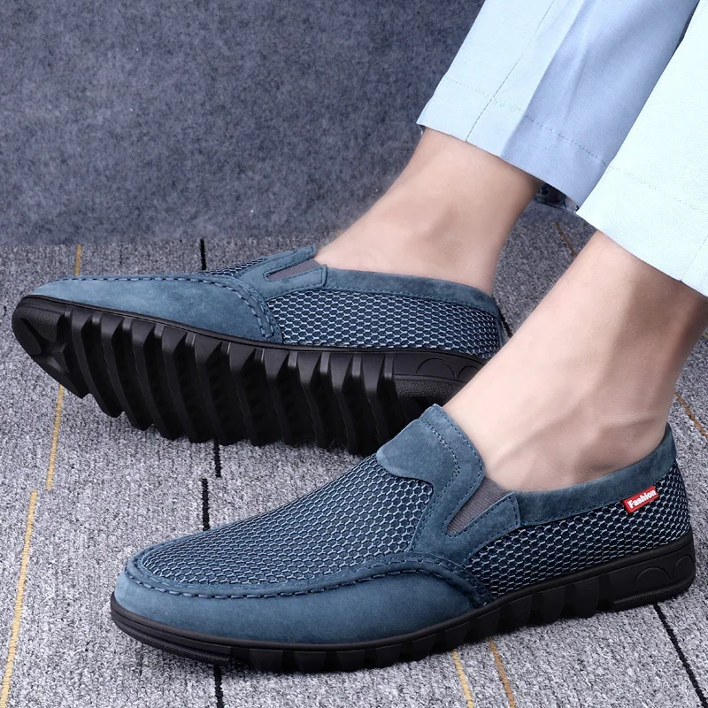 Men\'s Casual Shoes Summer Style Mesh Flats Shoes for Men Loafers Leisure Shoes Breathable Outdoor Walking Footwear Big Size 47