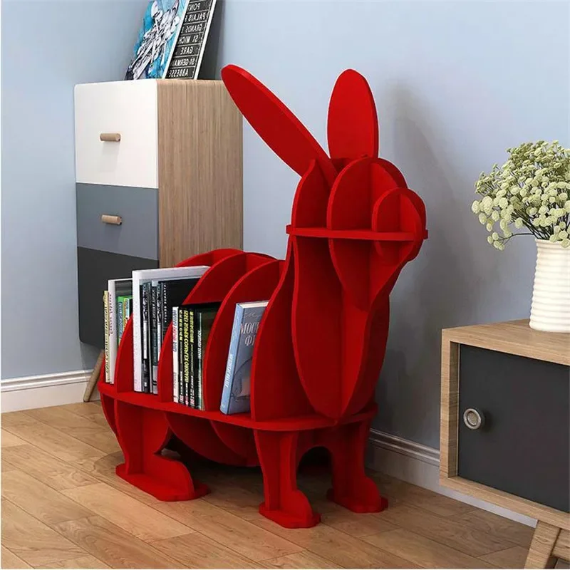 [HHT] Creative Kindergarten Children's Bookshelf Rabbit Sculpture Bunny Floor Decoration Shelves Home Accessories Crafts Shelf